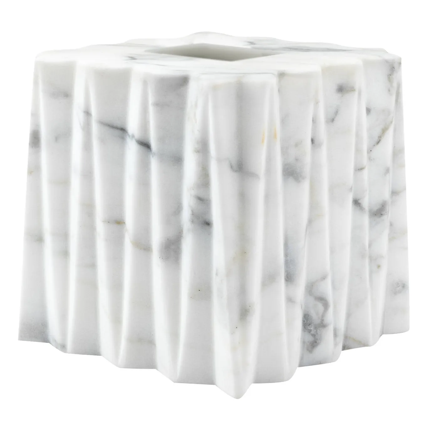 Porta fazzoletti quadrato Fold in marmo Arabescato bianco