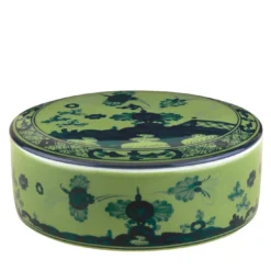 Portagioie Oriente Italiano Malachite Rotondo in Porcellana Verde