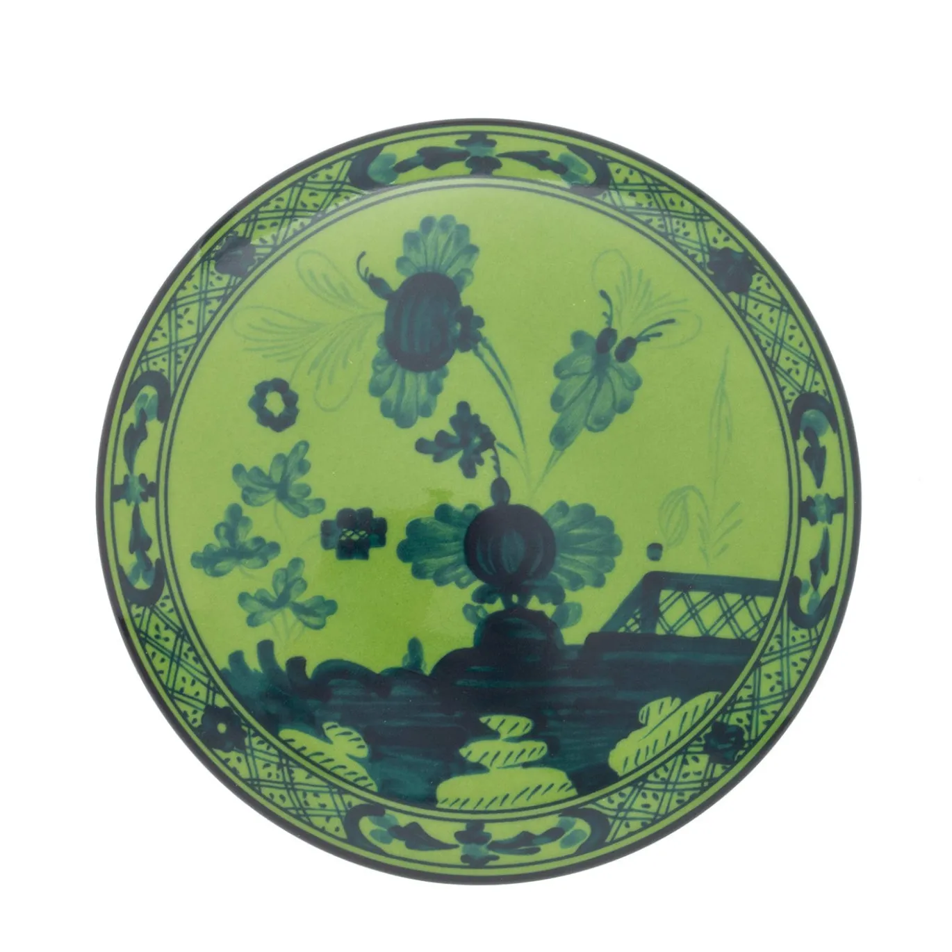 Portagioie Oriente Italiano Malachite Rotondo in Porcellana Verde