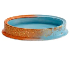 Portagioie ovale medio Artemis in porcellana arancione e blu