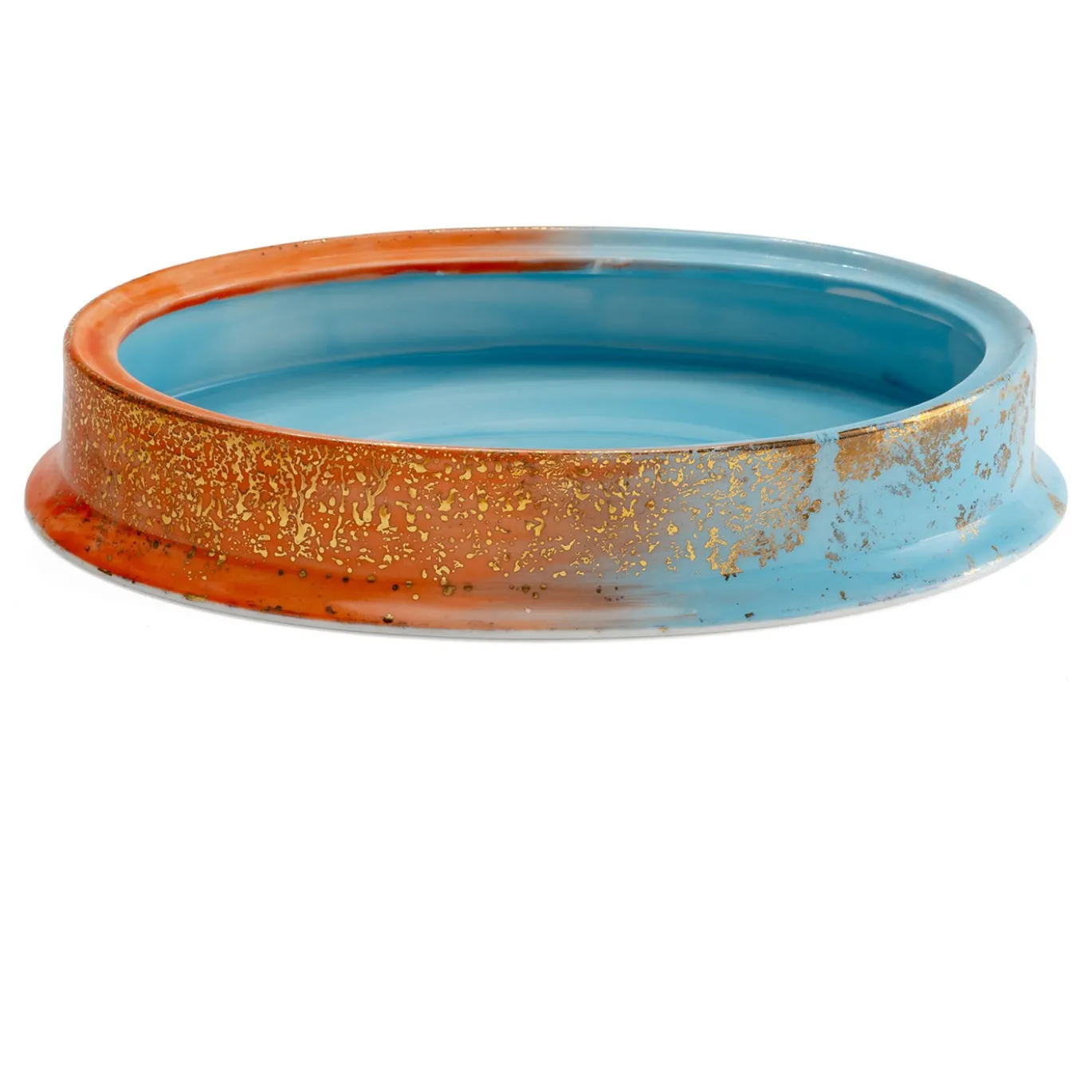 Portagioie ovale medio Artemis in porcellana arancione e blu