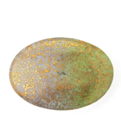 Portagioie ovale piccolo Artemis in porcellana viola e verde