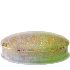 Portagioie ovale piccolo Artemis in porcellana viola e verde