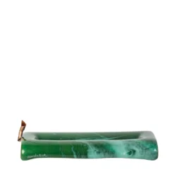 Portaincenso rettangolare in vetro di Murano verde effetto marmo