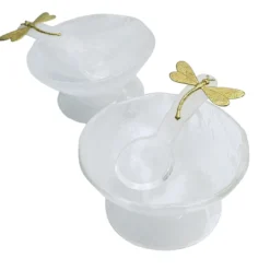 Porta sale in vetro bianco - Set di 2