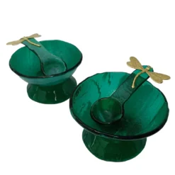Porta-sale in vetro verde - Set di 2 pezzi