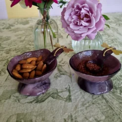 Porta sale in vetro viola - Set di 2
