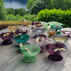Porta sale in vetro viola - Set di 2