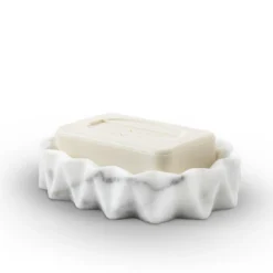 Portasapone Fold in marmo Arabescato bianco