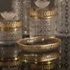 Portasapone in vetro con foglie d'oro e d'alloro