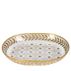 Portasapone in vetro con foglie d'oro e d'alloro