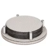 Portasottobicchieri David Rotondo con 6 Sottobicchieri Tao in Pelle Beige