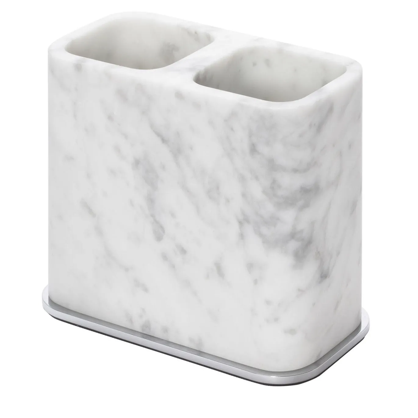 Portaspazzolino doppio in marmo bianco Polo