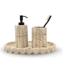 Portaspazzolino Fold in travertino beige