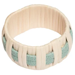 Portatovaglioli in pelle e rattan verde Anglet