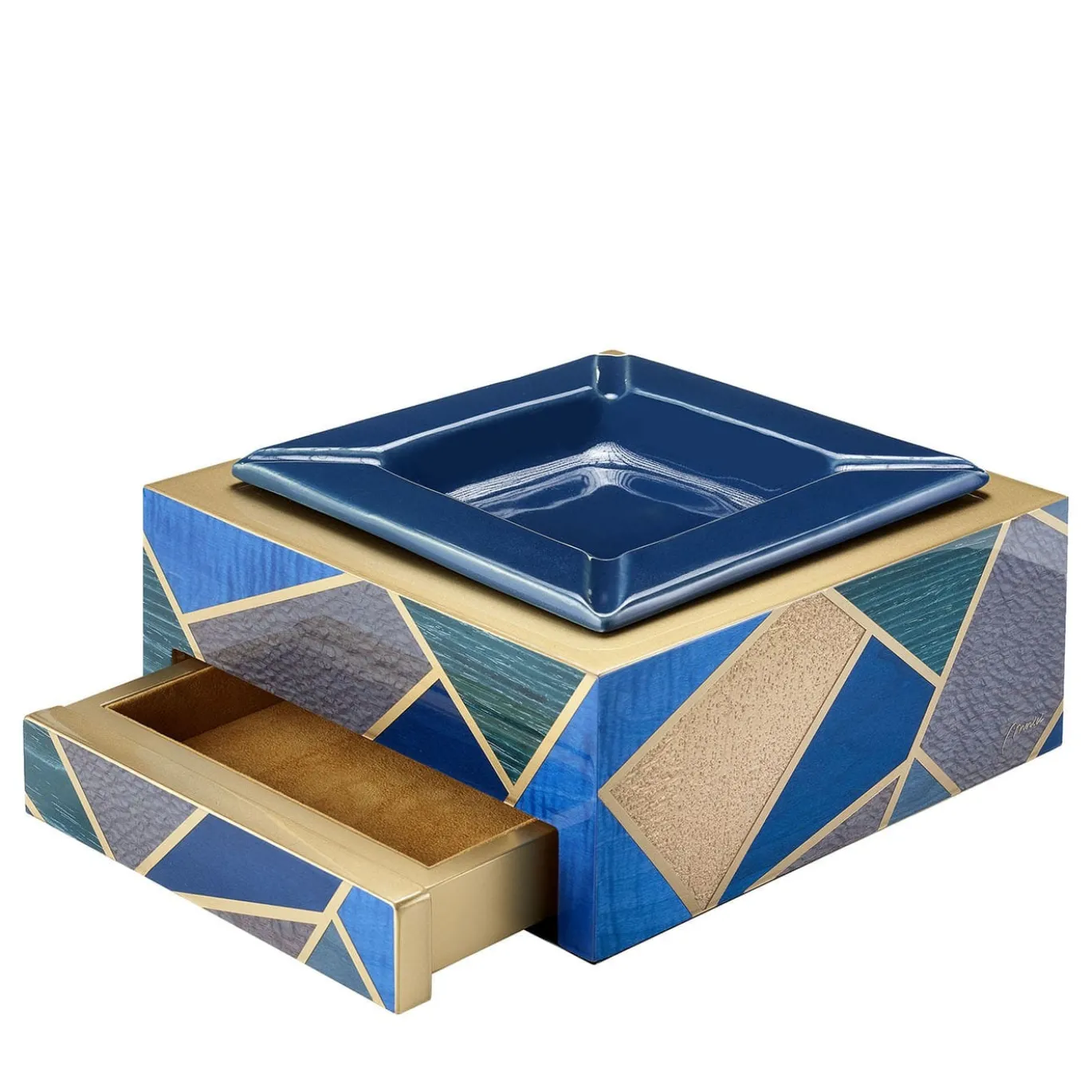 Posacenere in legno blu Tellux Mediterraneo