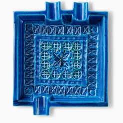 Posacenere Quadrato in Ceramica Blu di Aldo Londi