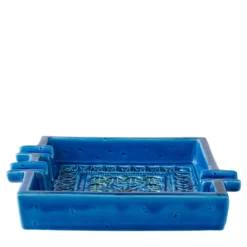 Posacenere Quadrato in Ceramica Blu di Aldo Londi