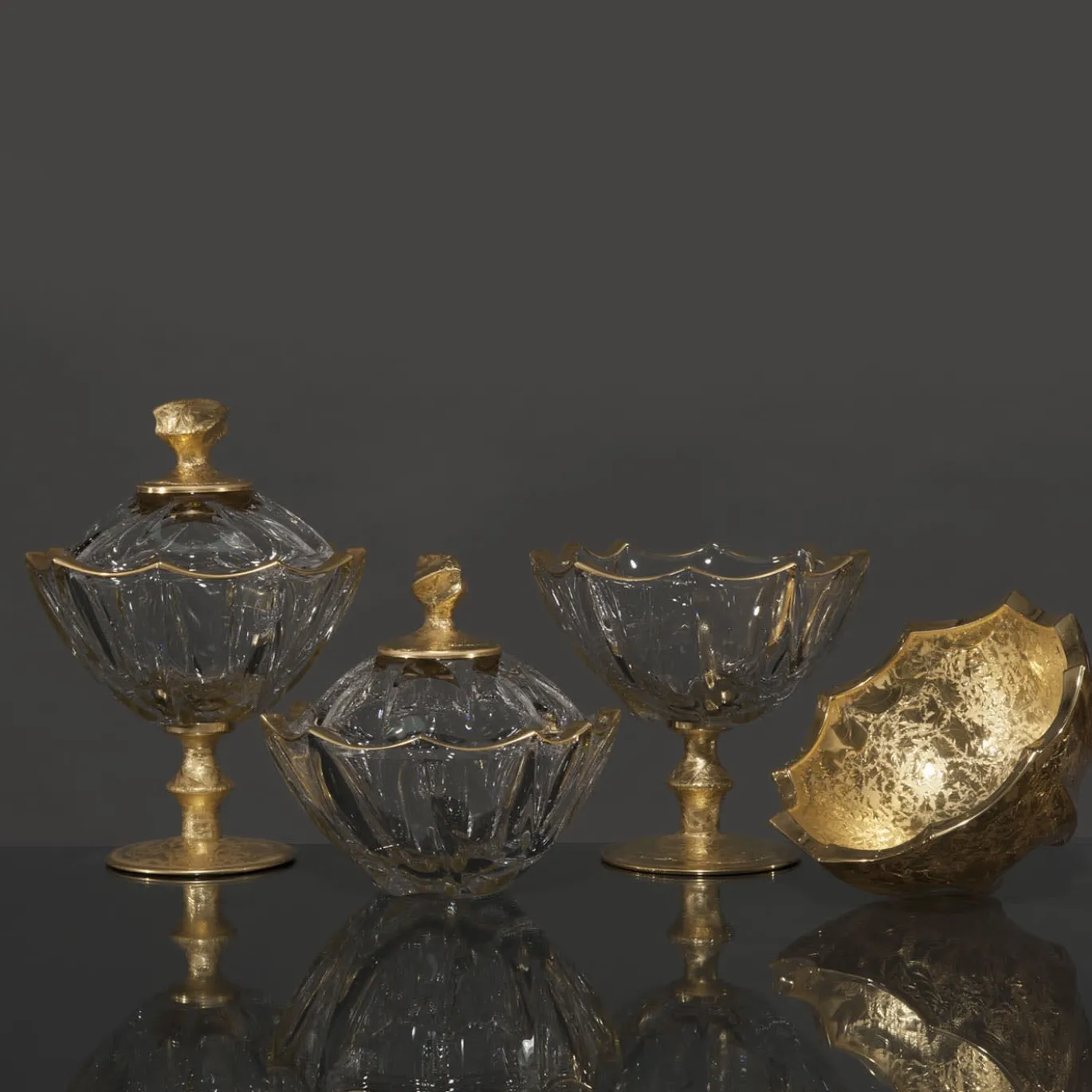 Potiche Capriccio in oro 24K e cristallo