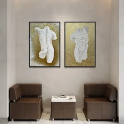 Quadro Materico Statua Classica Oro in resina