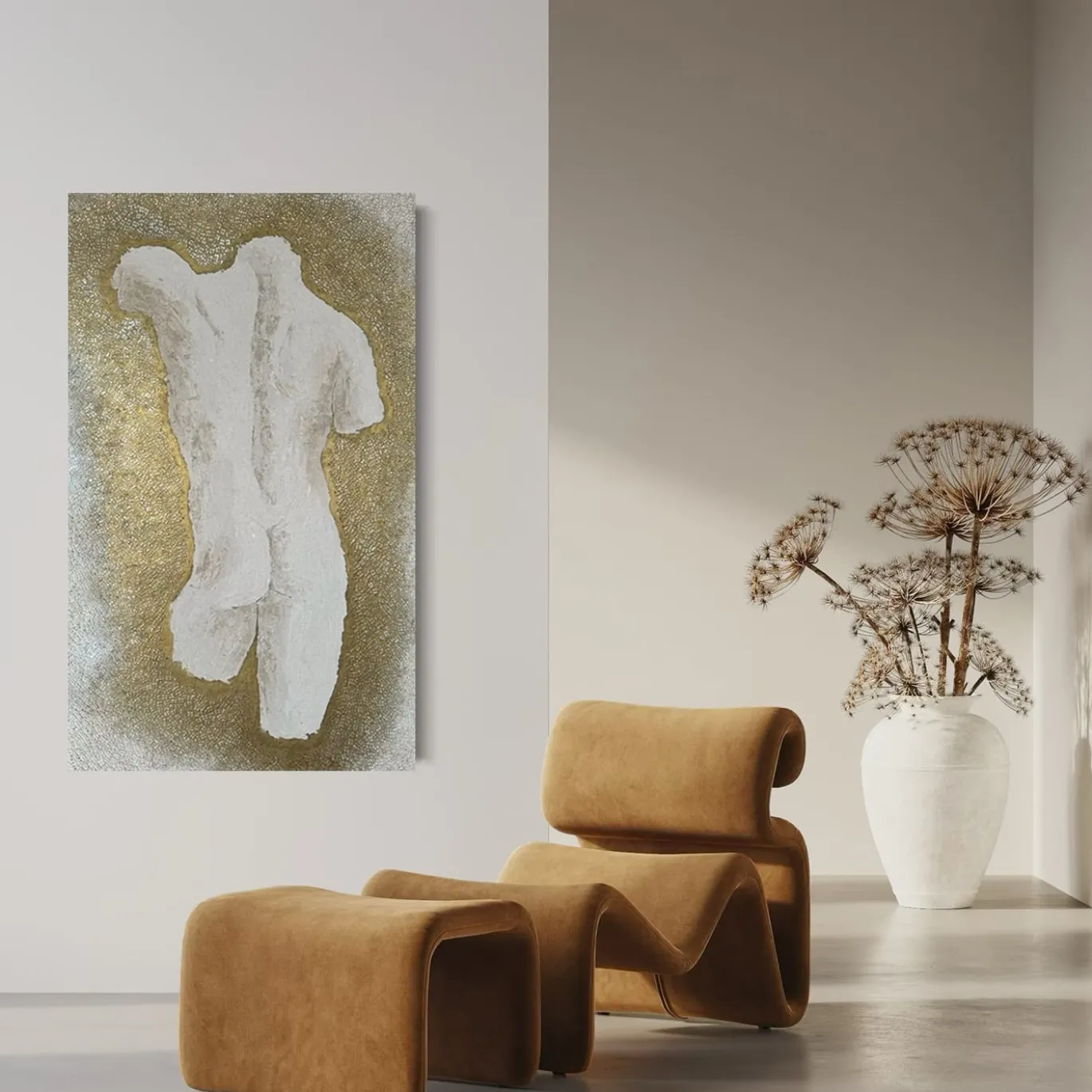Quadro Materico Statua Classica Beige in resina