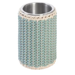 Raffreddatore per bottiglie in pelle e rattan verde Mentone