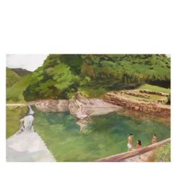Riflessi Insoliti Mostrano Cascata Irreale Pittura ad olio su tela