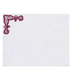 Rinascimento Set di 2 tovagliette di lino ricamato rosso