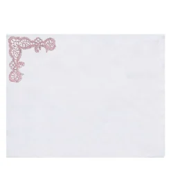 Rinascimento Set di 2 tovagliette di lino ricamate rosa