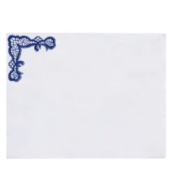 Rinascimento Set di 2 tovagliette di lino ricamate in blu