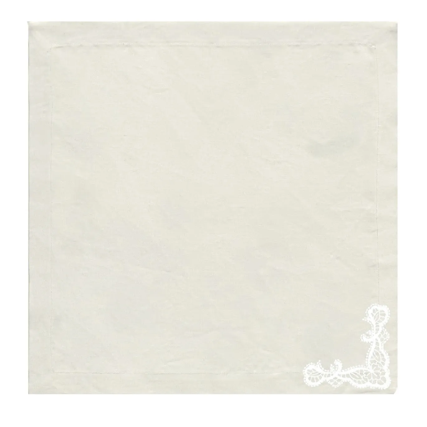 Rinascimento Set di 2 tovaglioli di lino ricamati beige