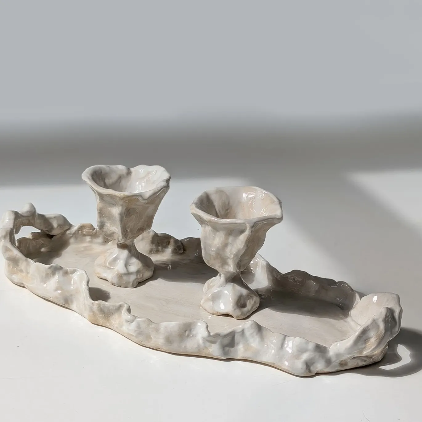 Rocco Vassoio ovale in ceramica bianca