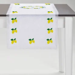 Runner bianco con frange multicolore Limoni