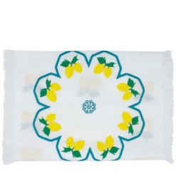 Runner bianco con frange multicolore Limoni