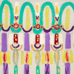 Runner Colores in lino beige dipinto a mano