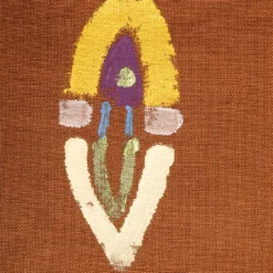 Runner Colores in lino marrone dipinto a mano #2