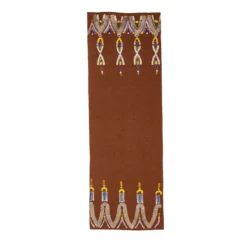 Runner Colores in lino marrone dipinto a mano #2