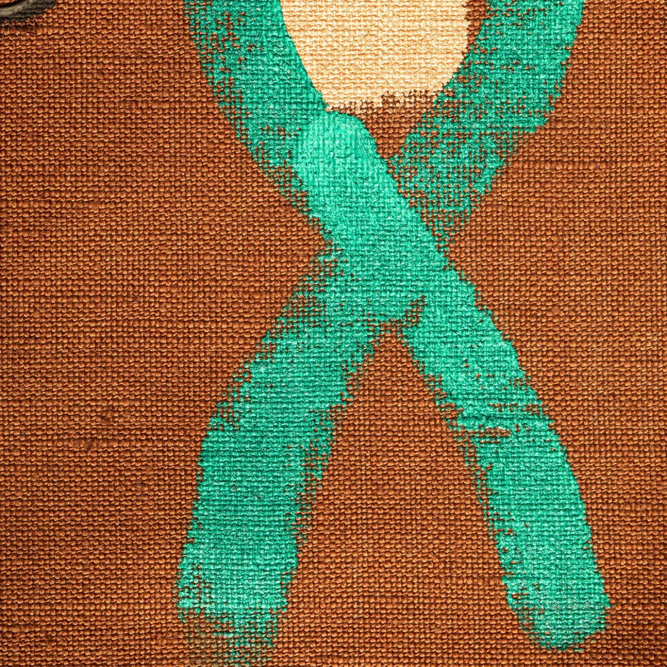 Runner Colores in lino marrone dipinto a mano #1