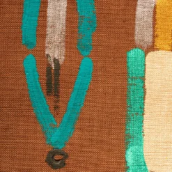 Runner Colores in lino marrone dipinto a mano #1