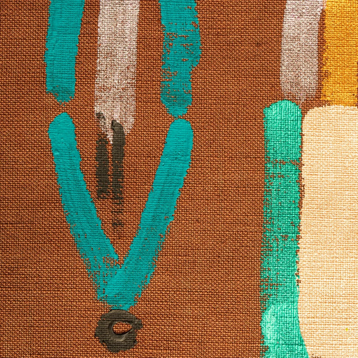Runner Colores in lino marrone dipinto a mano #1