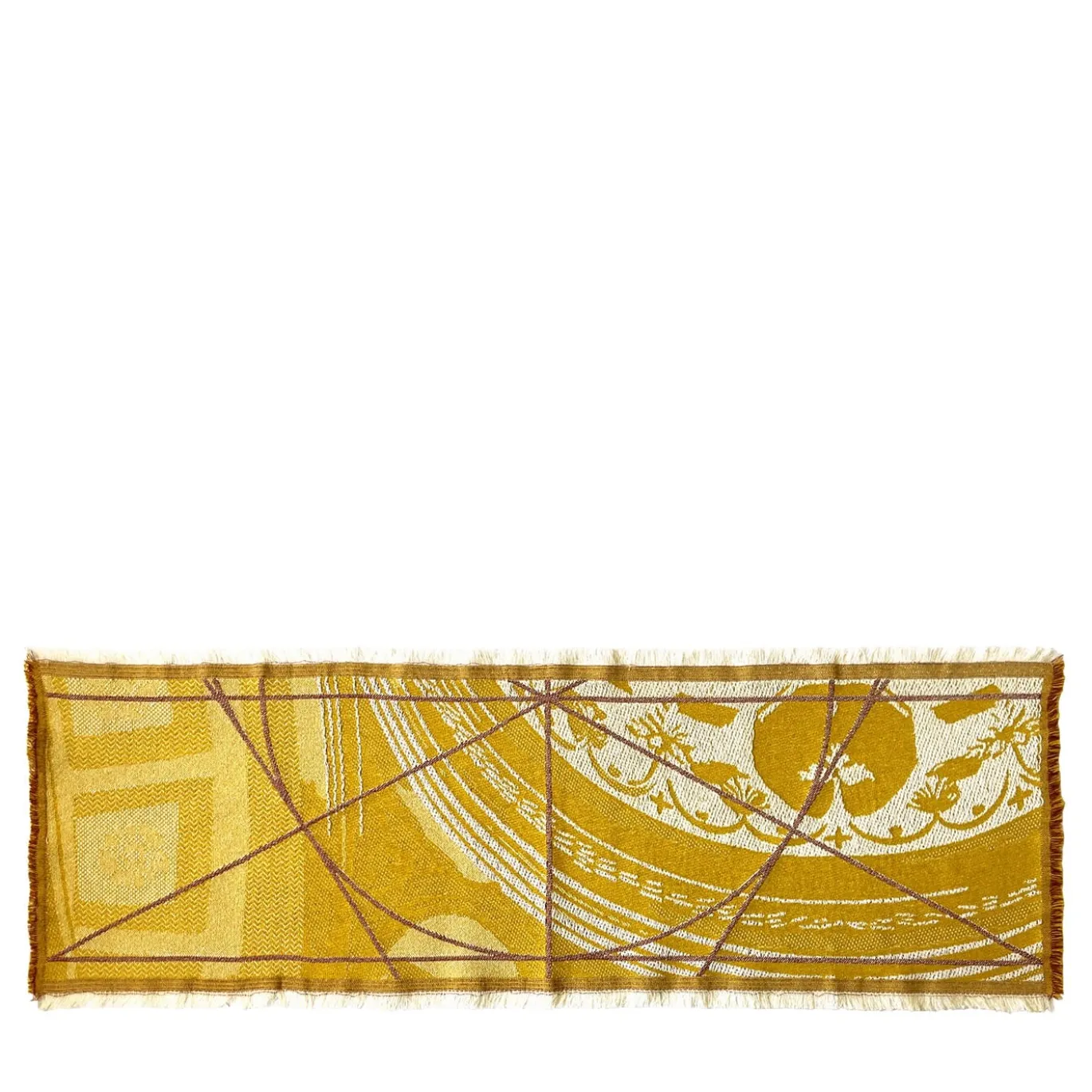 Runner Double Face Borromi in Giallo Zolfo e Rosso Granato