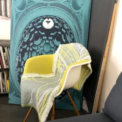 Runner Double Face Borromi in Giallo Cedro e Alga Verde Blu
