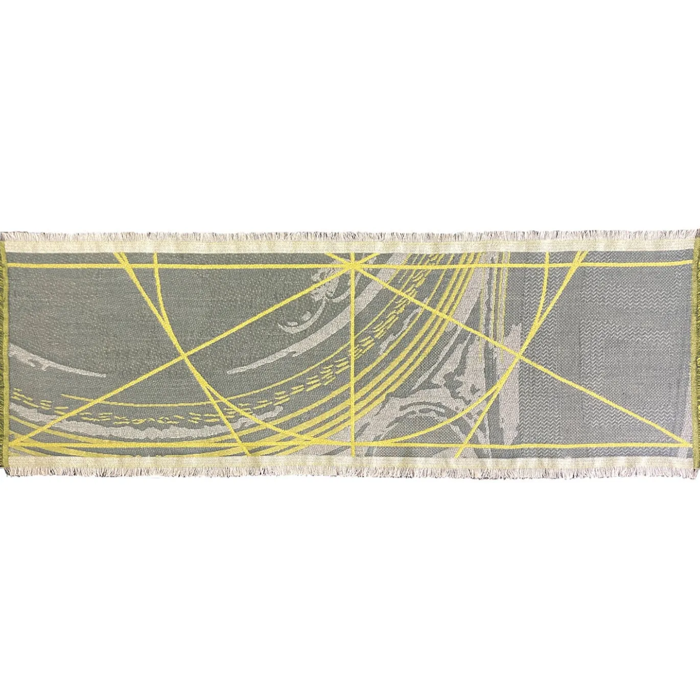 Runner Double Face Borromi in Giallo Cedro e Alga Verde Blu