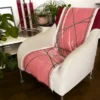 Runner double face Borromini in verde pino e rosso ciliegia