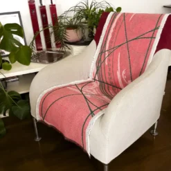 Runner double face Borromini in verde pino e rosso ciliegia
