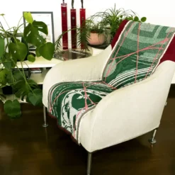 Runner double face Borromini in verde pino e rosso ciliegia