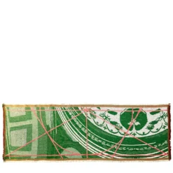 Runner double face Borromini in verde pino e rosso ciliegia