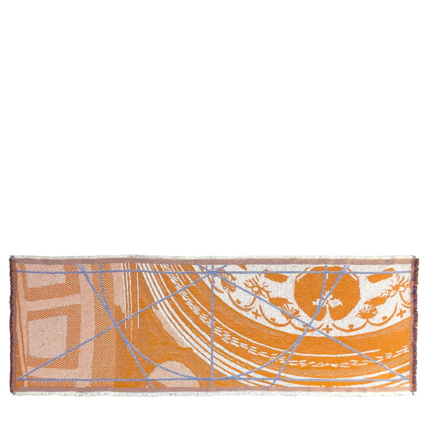 Runner double face Borromini in arancione Hermes e Blu Blitzblau