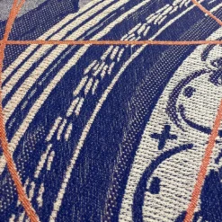 Runner double face Borromini in blu e rosso Rowan