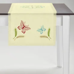 Runner giallo con frange multicolore Grano